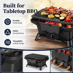 PitInnov hibachi grill removable grates for quick cleaning after use.