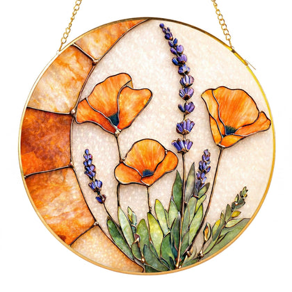 Pixiwoo Poppy Lavender suncatcher glows in sunlight for a warm, inviting window display.