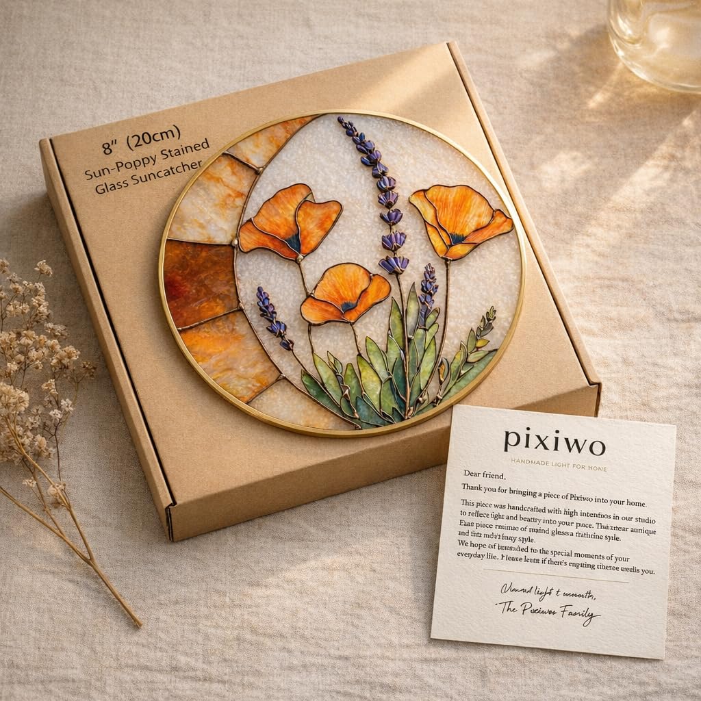 Pixiwoo Poppy Lavender suncatcher doubles as a thoughtful gift for nature lovers.