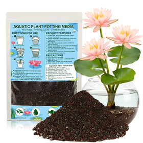 PJT Aquatic Plant Soil supports water lily roots for thriving pond displays.