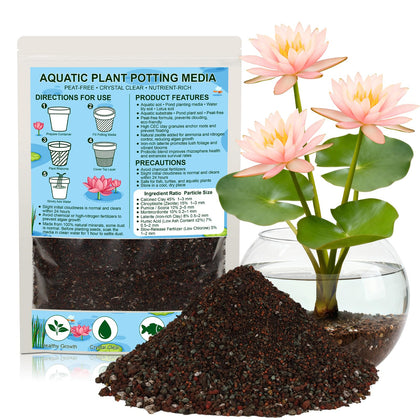PJT Aquatic Plant Soil supports water lily roots for thriving pond displays.
