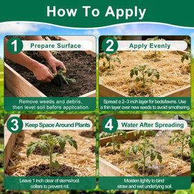 PJT Organic Garden Straw Mulch biodegrades to enrich soil over time.