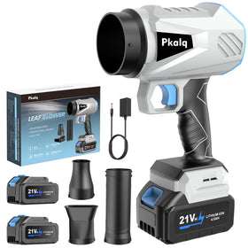 Pkalq Leaf Blower Cordless in turbo action clears leaves fast