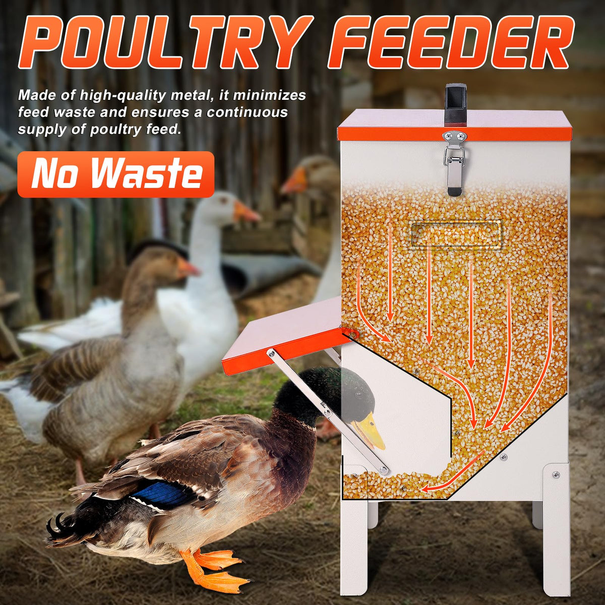 PKNYBZH openable lid and rain guard keep feed dry and accessible.