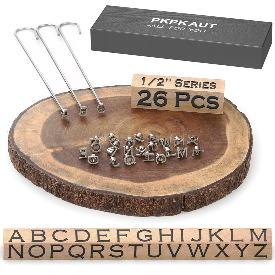 PKPKAUT 26Pcs alphabet branding irons set for wood and leather branding.