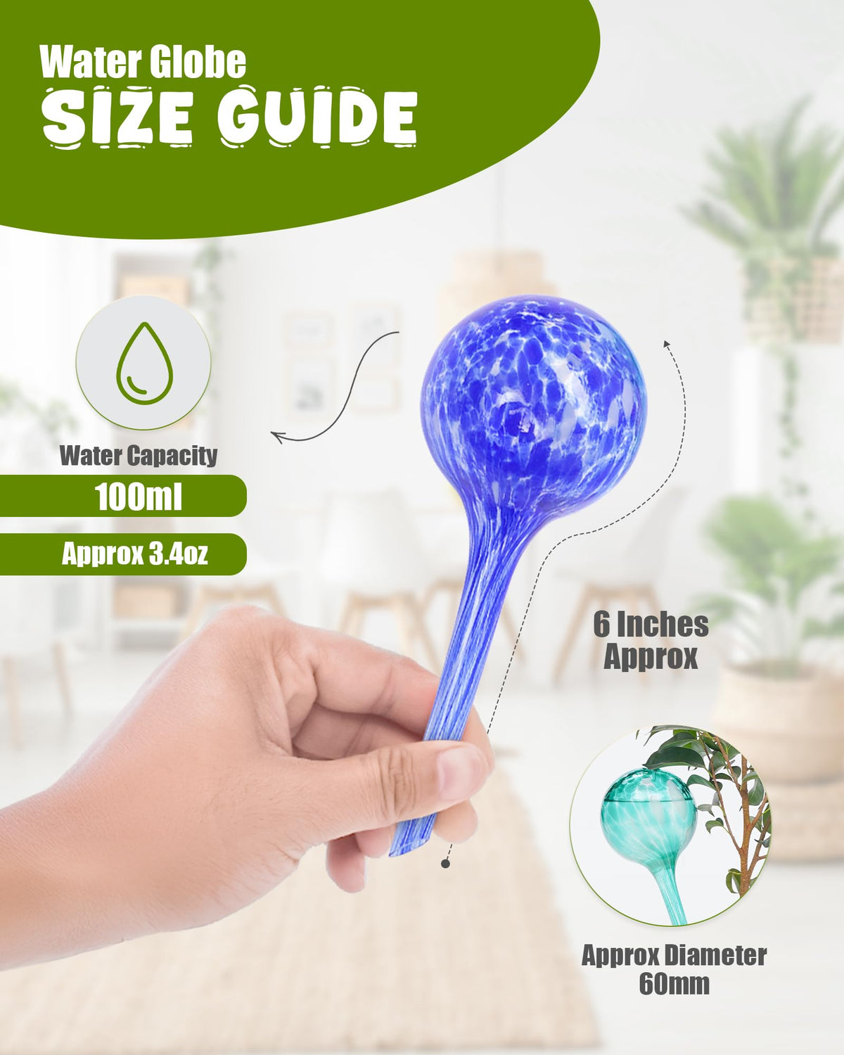PlanKKers glass rainbow globes pack displaying colorful indoor irrigation solution.