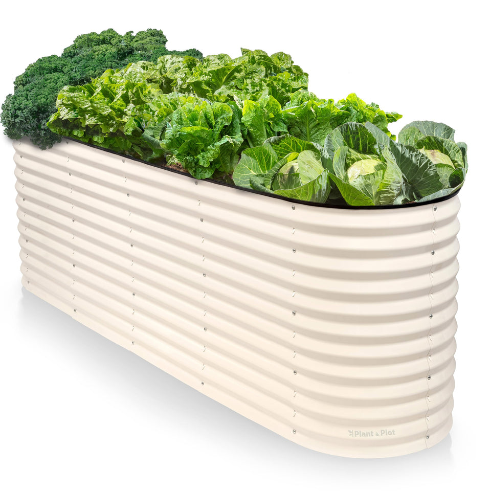 Plant and Plot 9-in-1 galvanized bed with open-base layout for flexible garden design.