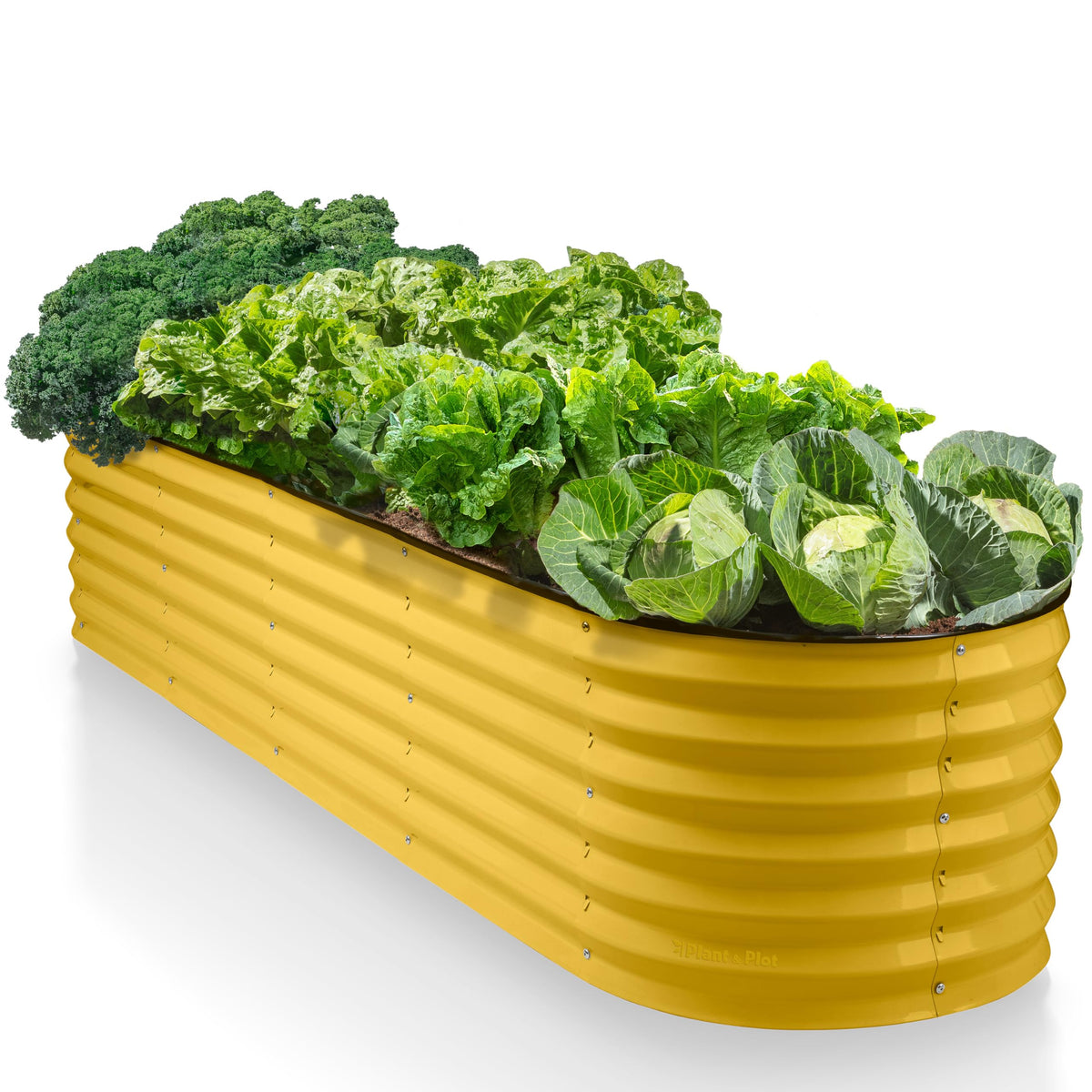 Plant & Plot 9-in-1 galvanized raised bed, side view, versatile for herbs, vegetables, or flowers.