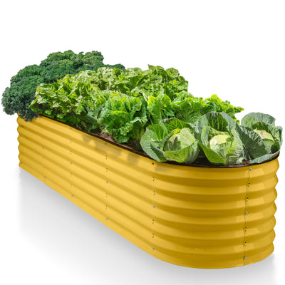 Plant & Plot 9-in-1 galvanized raised bed, side view, versatile for herbs, vegetables, or flowers.
