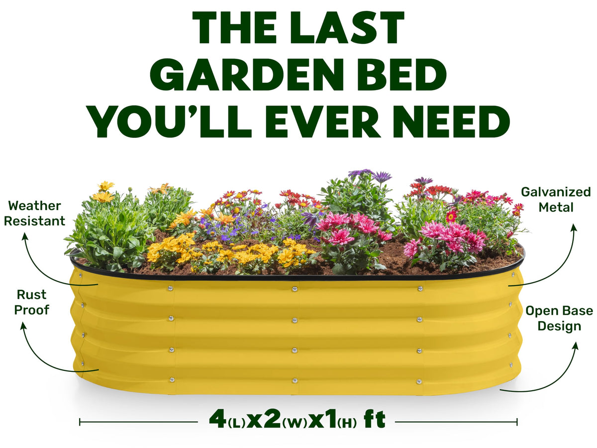 Plant & Plot easy assembly garden bed yellow for quick setup outdoors.