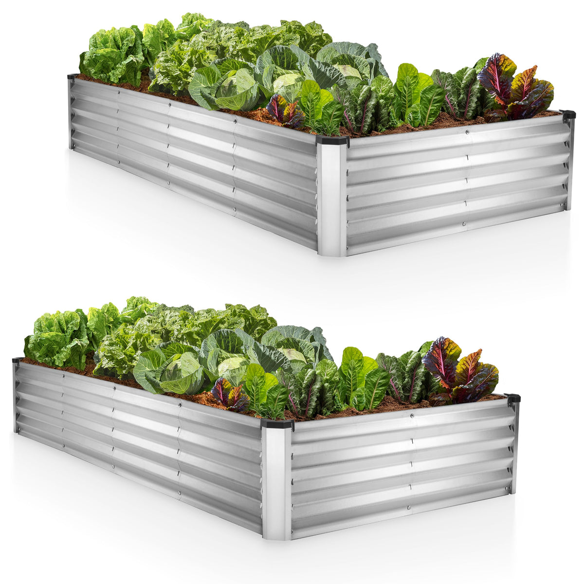Plant & Plot galvanized raised bed assembly view shows spacious growing space for vegetables