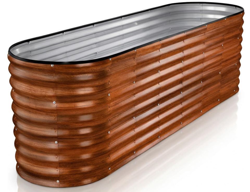 Plant & Plot galvanized raised bed with open base for healthy root growth.