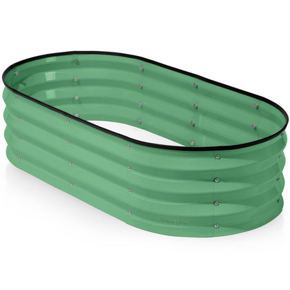 Plant and Plot galvanized raised garden bed front view with ample planting space.