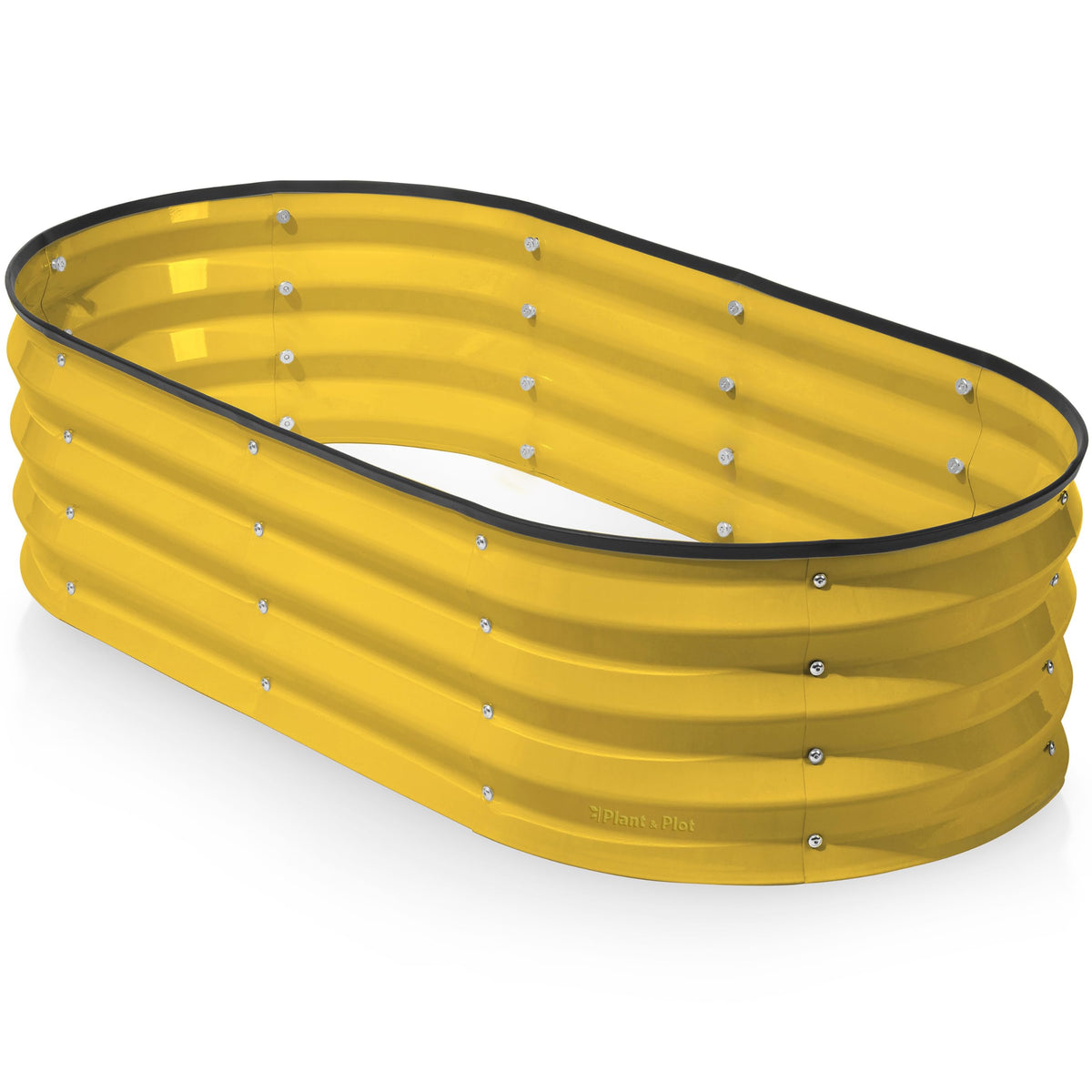 Plant & Plot galvanized raised garden bed yellow in 4x2x1 ft for outdoor gardening.