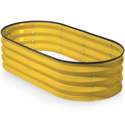 Plant & Plot galvanized raised garden bed yellow in 4x2x1 ft for outdoor gardening.