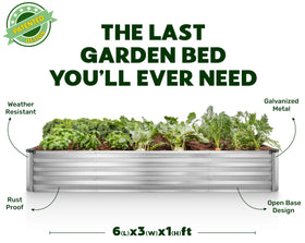 Plant & Plot large silver metal garden box in outdoor space