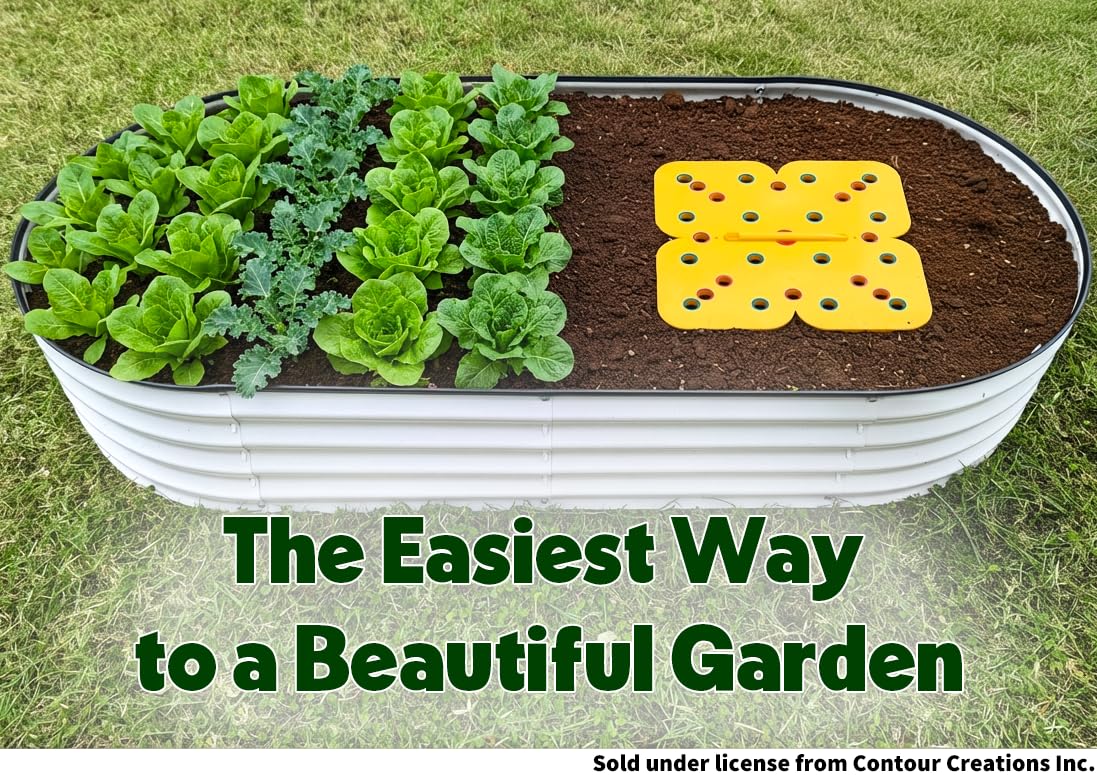 Plant & Plot spacing tool kit yellow enables quick planting in raised beds.
