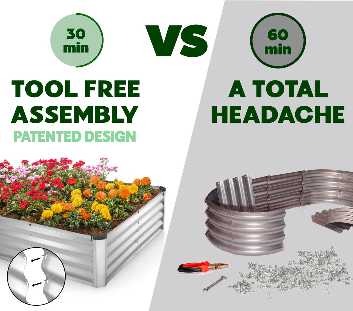 Plant & Plot tool-free assembly demonstration highlighting quick setup