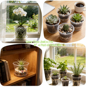 Plant Castle 5-inch clear nursery pot highlighting root visibility for repotting