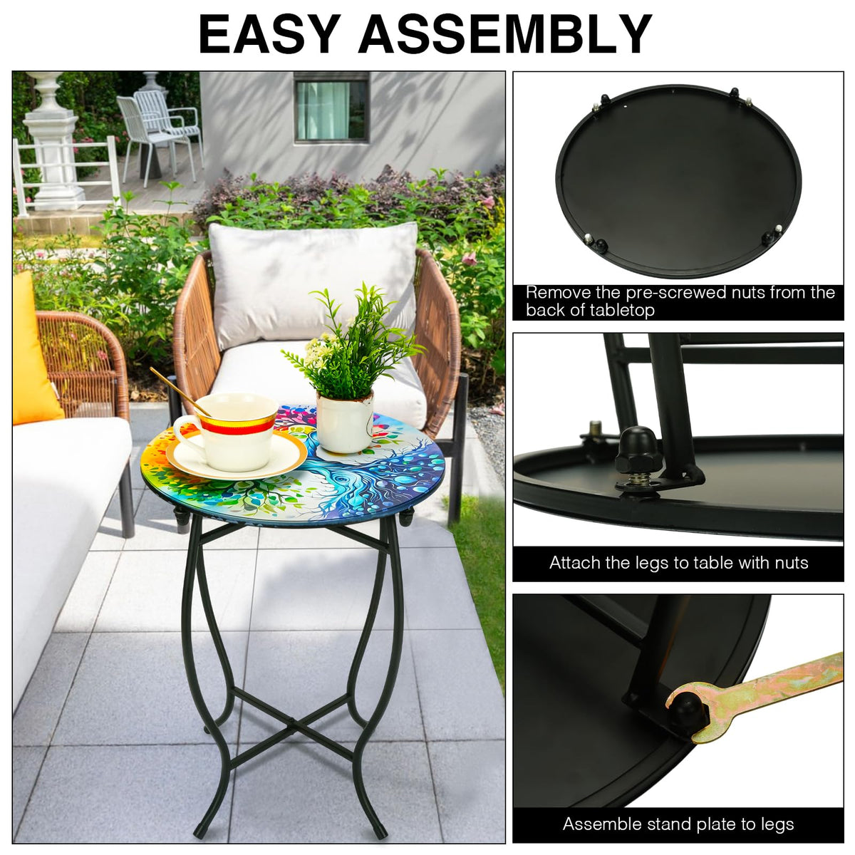 Plant Castle indoor-outdoor table for versatile placement.