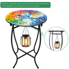 Plant Castle patio-use table ideal for drinks and decor.
