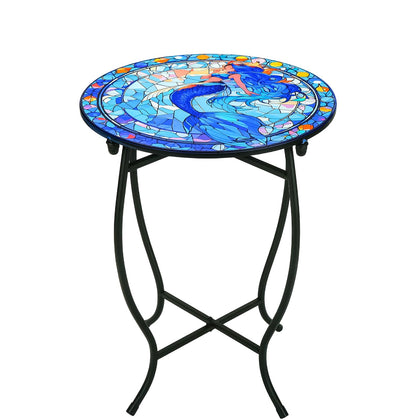 Plant Castle round side table top view, ideal for displaying decor and small beverages.