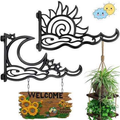 Plant Castle sun-moon-star hanging hook adds porch charm.