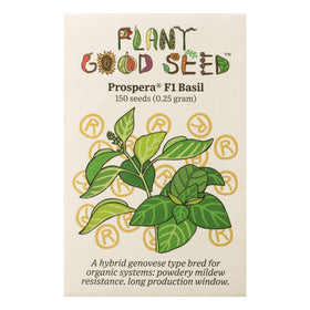 Plant Good Seed Prospera F1 basil seed packet for organic seeds ready to plant