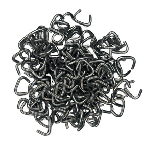 Plant My Tank hog rings in galvanized finish, close-up showing secure crimp for cages.