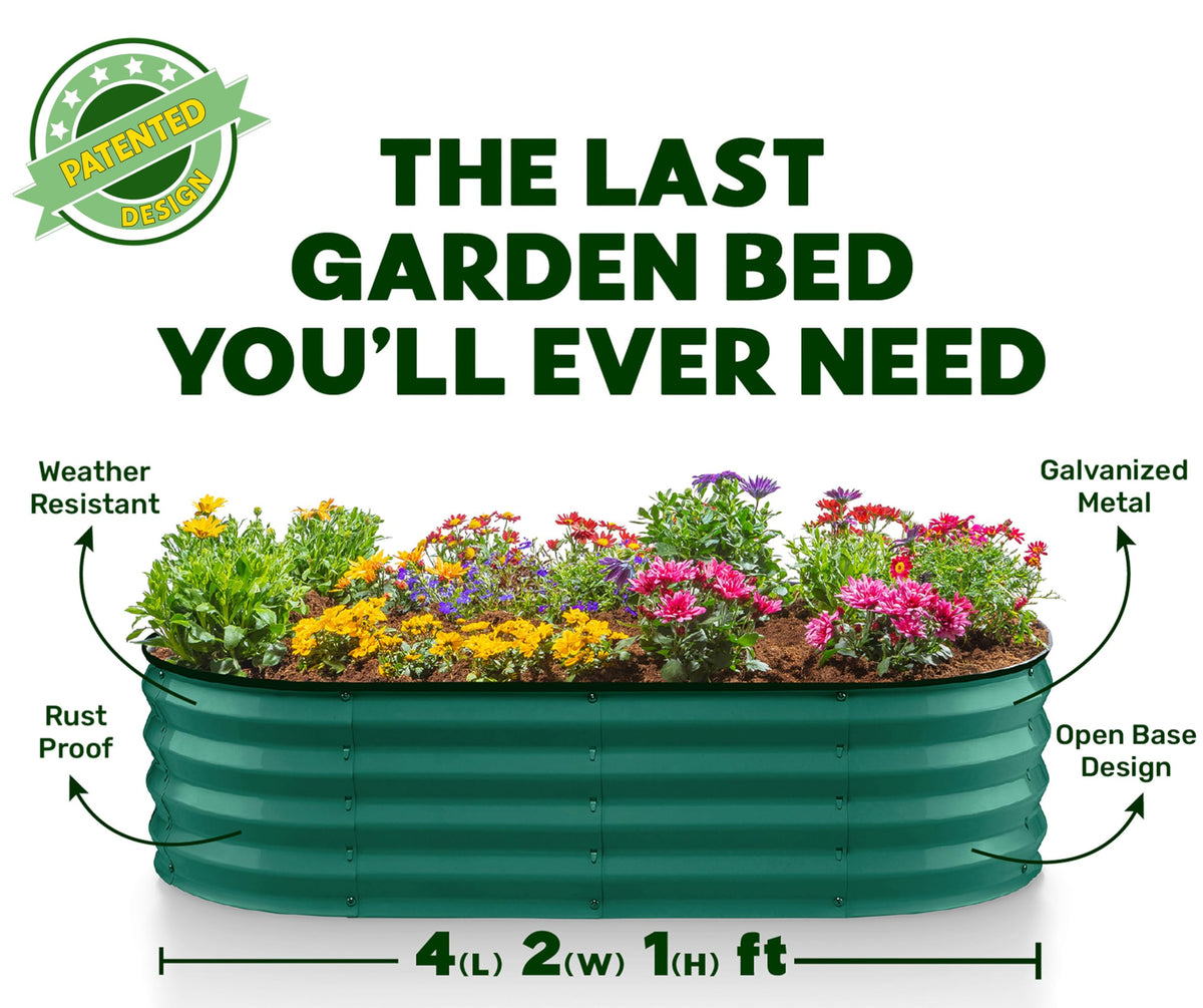 Plant & Plot dark green garden bed blends with outdoor spaces.