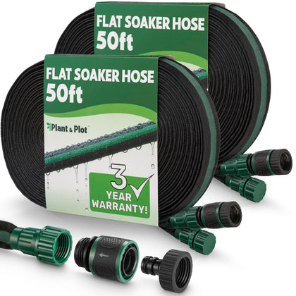Plant & Plot 100ft flat soaker hose for precise root-zone watering