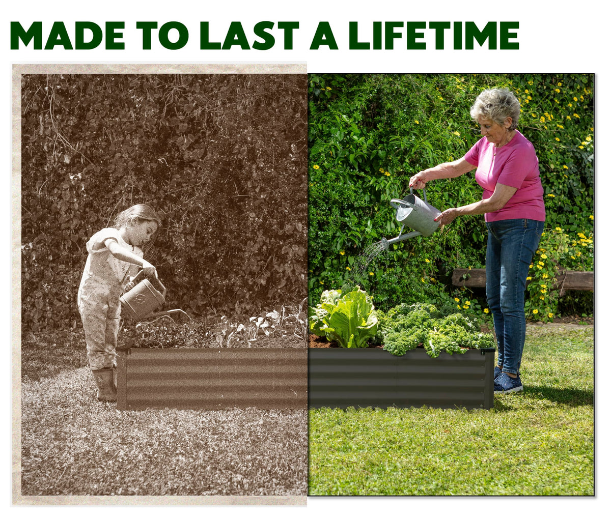Plant & Plot galvanized metal sheets ensure a sturdy garden box.