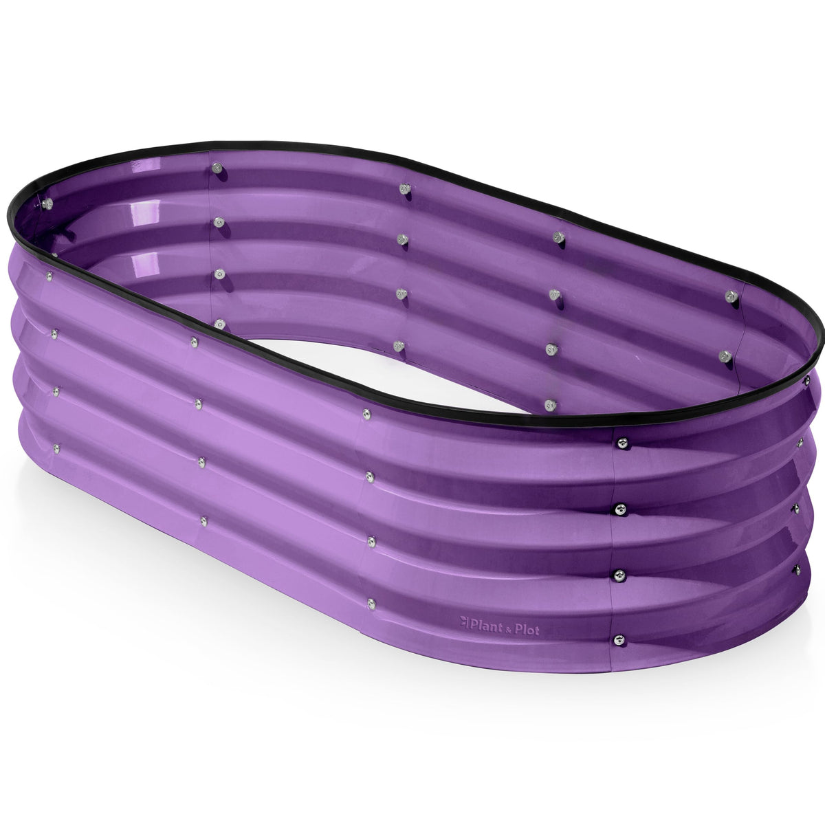 Plant & Plot galvanized raised garden bed in purple, front view for outdoor planting.