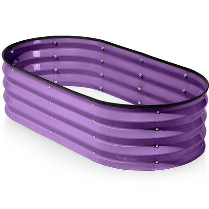 Plant & Plot galvanized raised garden bed in purple, front view for outdoor planting.