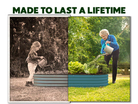 Plant & Plot durability image emphasizes 0.6mm galvanized steel with zinc coating resisting rust.