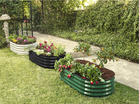 Plant & Plot bed with soil and seedlings ready for vegetables or flowers.