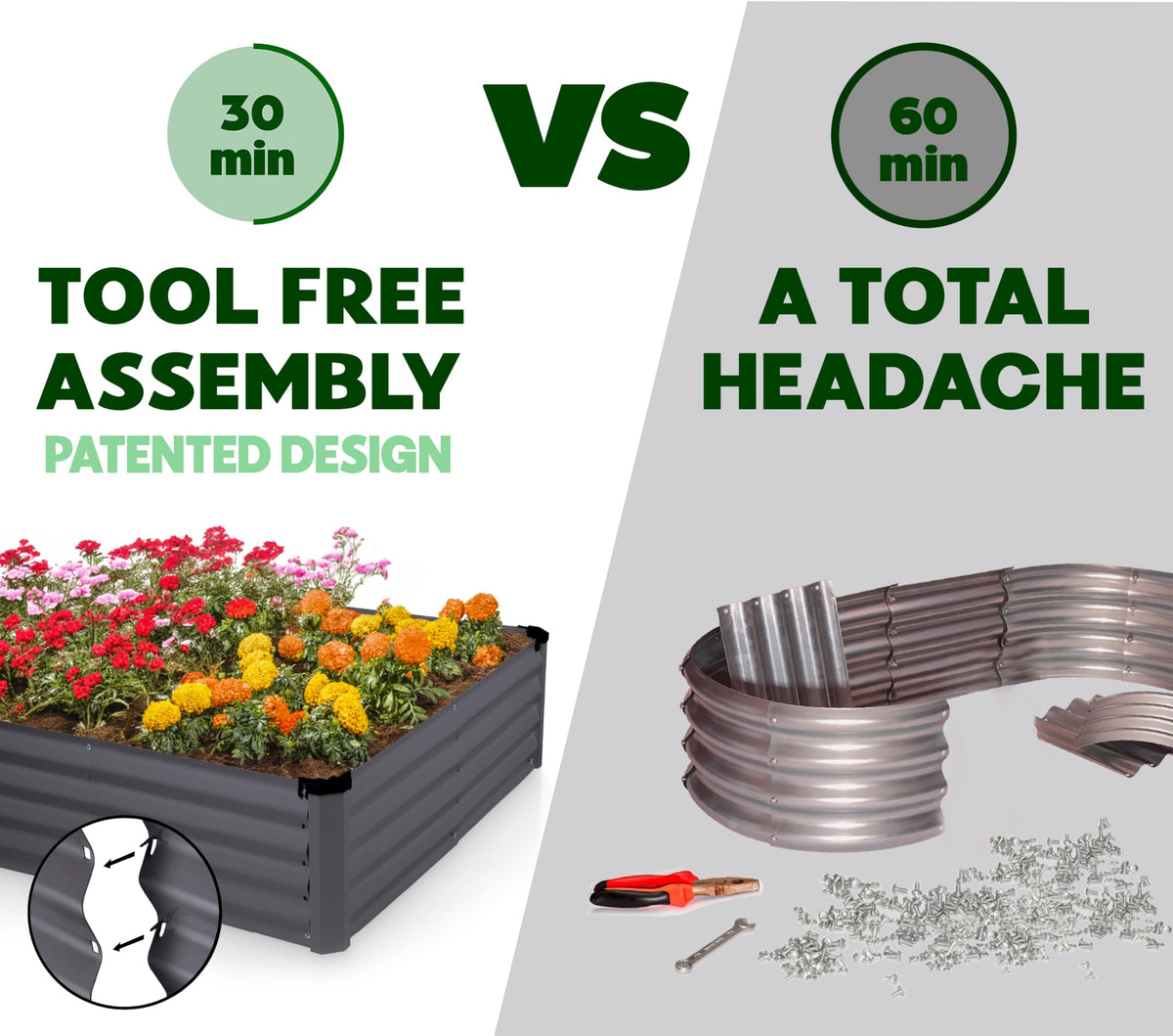 Plant & Plot tool-free assembly demonstrates quick, easy setup for your garden.