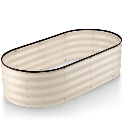 Plant & Plot galvanized raised bed with white finish, ideal for durable outdoor planting.