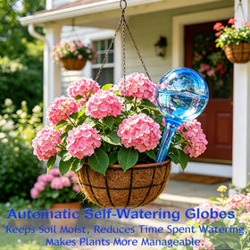 Plant Self-Watering Bulbs globe in soil showing gradual hydration