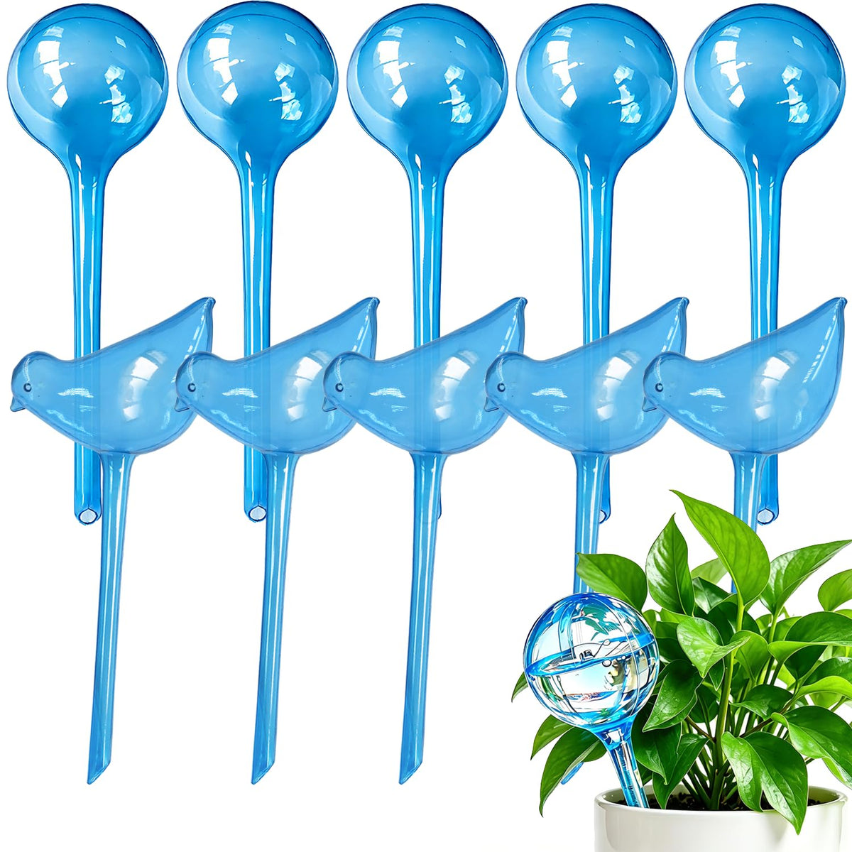 Plant Self-Watering Bulbs package and insertion for quick setup