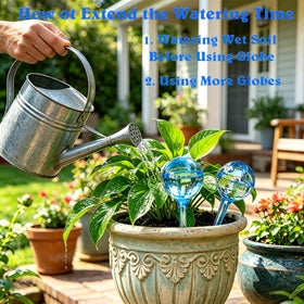 Plant Self-Watering Bulbs water-flow visual indicates steady root hydration