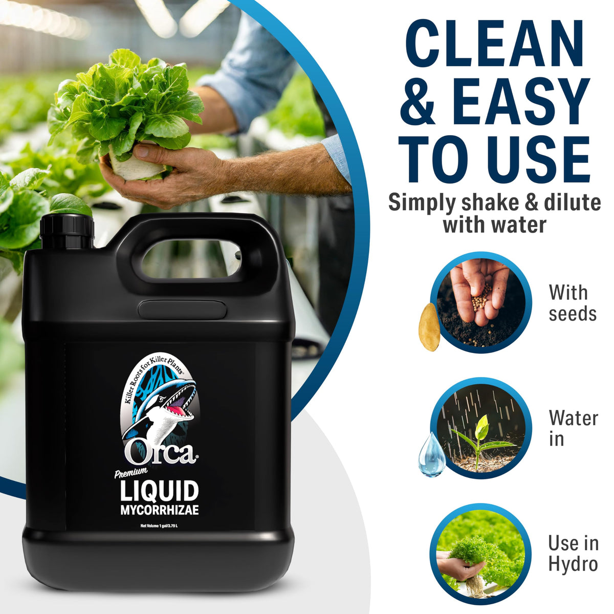 Plant Success Orca liquid mycorrhizae root growth booster for thriving plants.