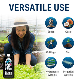 Plant Success Orca liquid mycorrhizae promotes healthy shoots and foliage.
