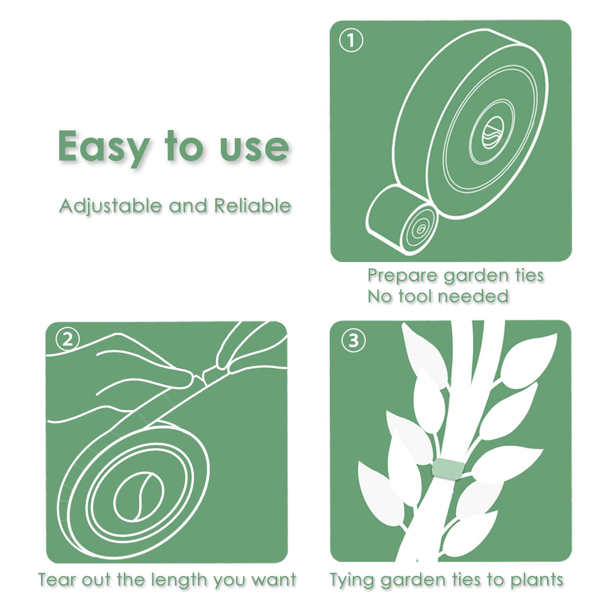 Plantactic self-adhesive nylon tie grips securely with no tools.