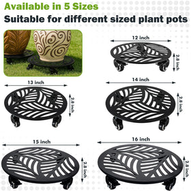 Planterhoma 2-pack rolling stands with locking wheels keep heavy pots secure.