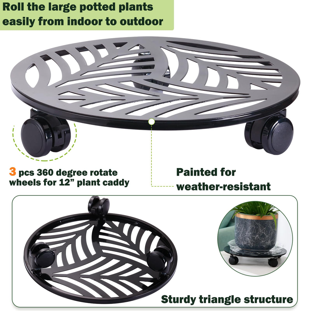 Planterhoma heavy-duty dolly moves large pots indoors and outdoors