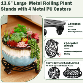 Planterhoma heavy-duty iron plant dolly with anti-rust finish supports up to 260 lb.