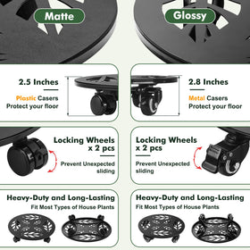 Planterhoma heavy-duty plant rollers support up to 280 lbs.