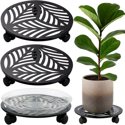 Planterhoma leaf-pattern caddy assembly shows stylish, easy setup for mobile plant care