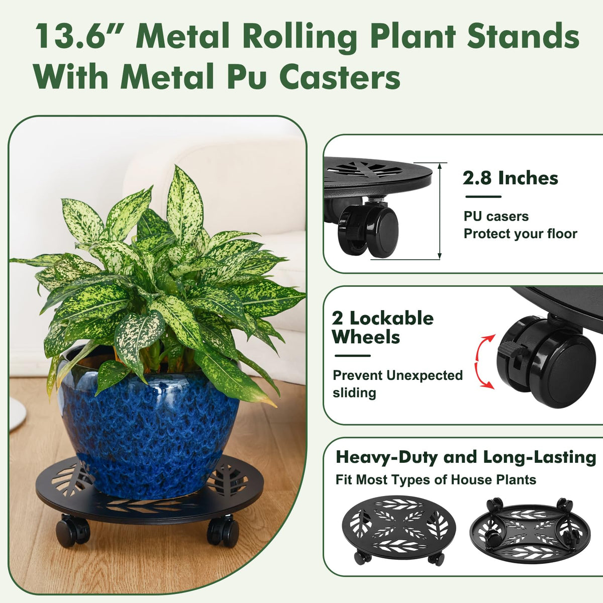 Planterhoma leaf-pattern design adds decor while supporting plants.